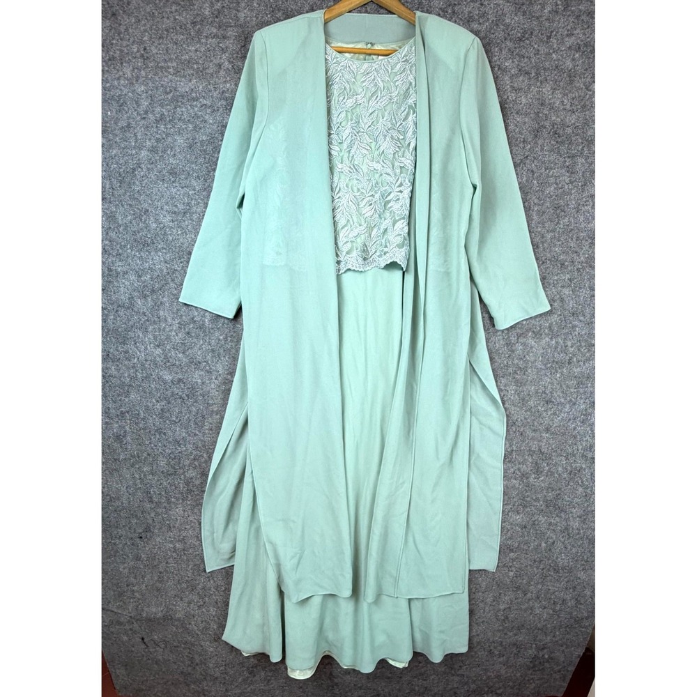 Vintage Michaelangelo Gown & Duster Jacket Set‎ Womens 18 Mint Green MOB Evening